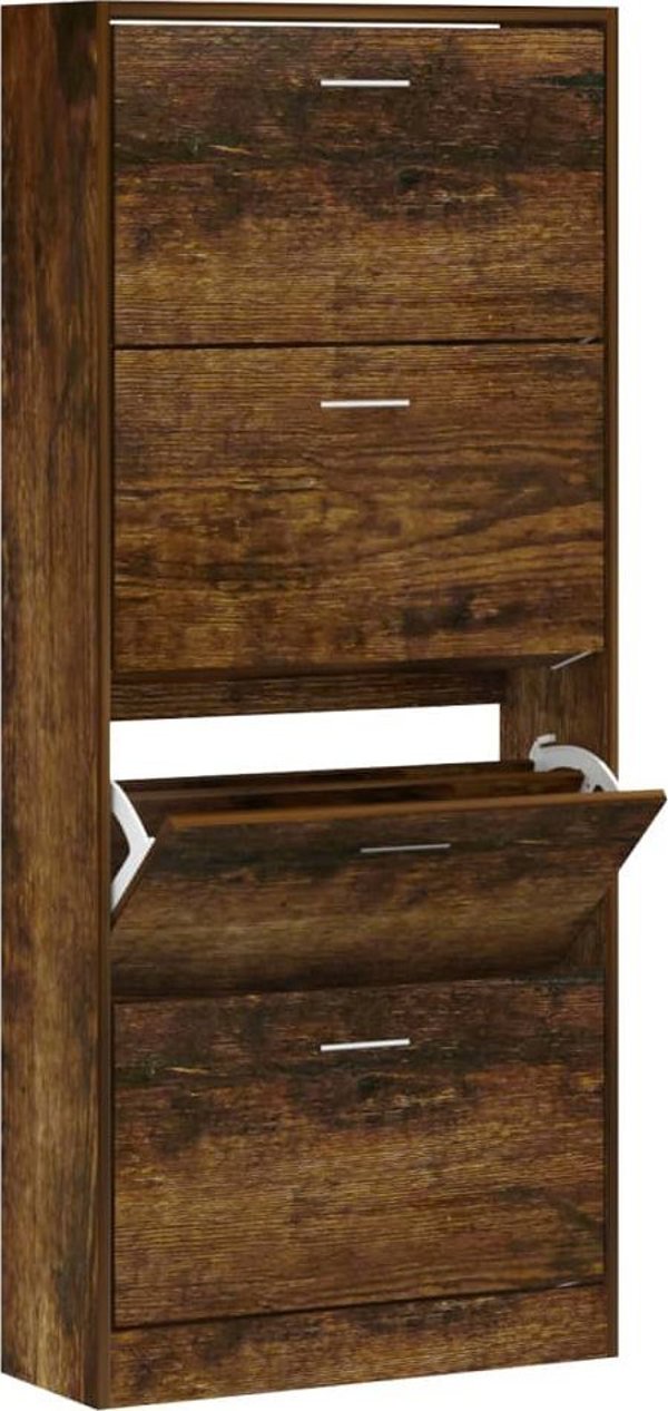 vidaXL Ράφι για παπούτσια, καπνιστή δρυς, 63x24x147 εκ.