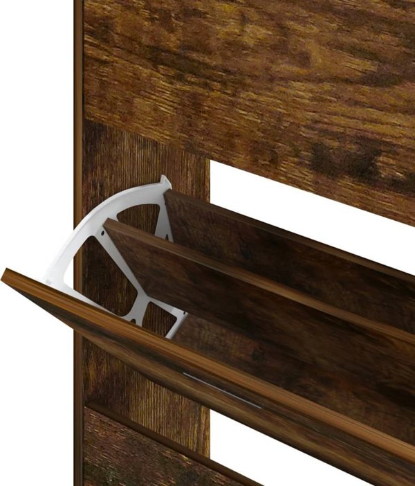 vidaXL Ράφι για παπούτσια, καπνιστή δρυς, 63x24x147 εκ.