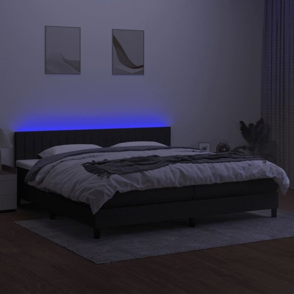 vidaXL Κρεβάτι Continental με στρώμα, μαύρο, 200 x 200 cm, ύφασμα
