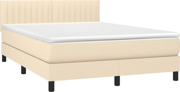 vidaXL Κρεβάτι Continental με στρώμα, κρεμ, 140x190 εκ., ύφασμα