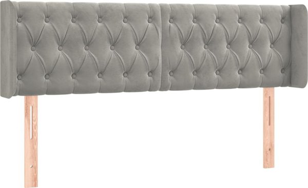 vidaXL Κεφαλάρι για κρεβάτι με LED, ανοιχτό γκρι, 163x16x78/88 cm, βελούδο
