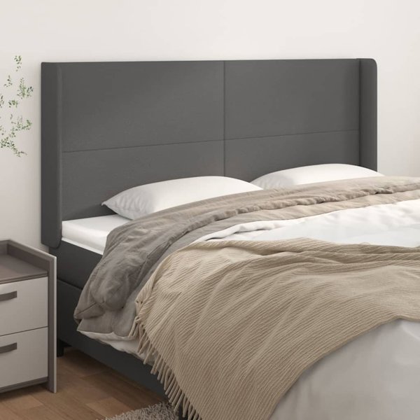 vidaXL προσκέφαλο uszak γκρι 203x16x118/128 εκ. δερματίνη