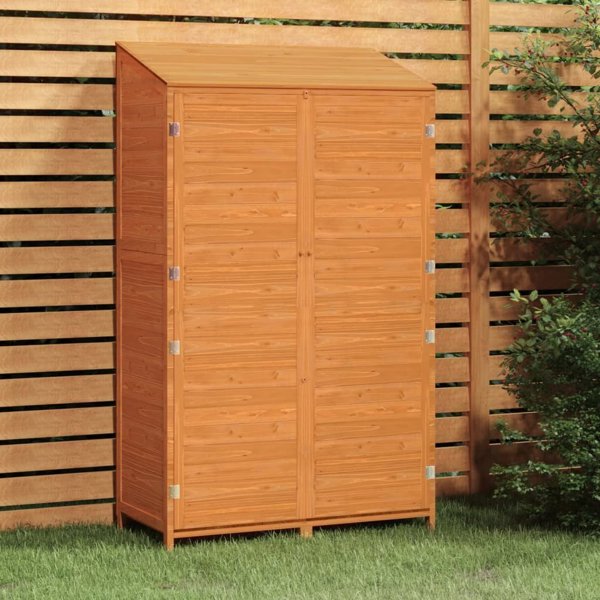 vidaXL Αποθήκη κήπου, καφέ, 102x52x174,5 εκ., από μασίφ ξύλο έλατου