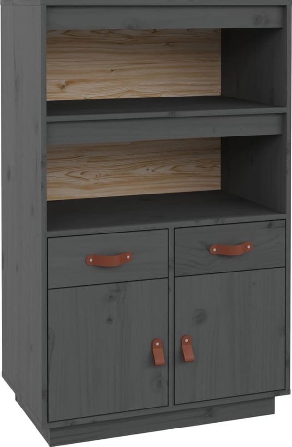 vidaXL Szafka, szara, 67x40x108,5 cm, lite drewno sosnowe