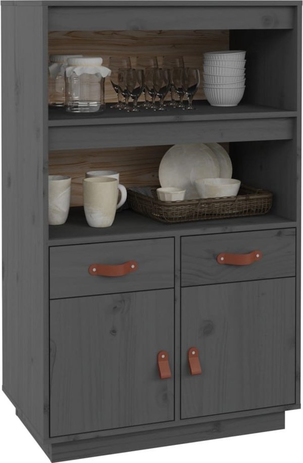 vidaXL Szafka, szara, 67x40x108,5 cm, lite drewno sosnowe