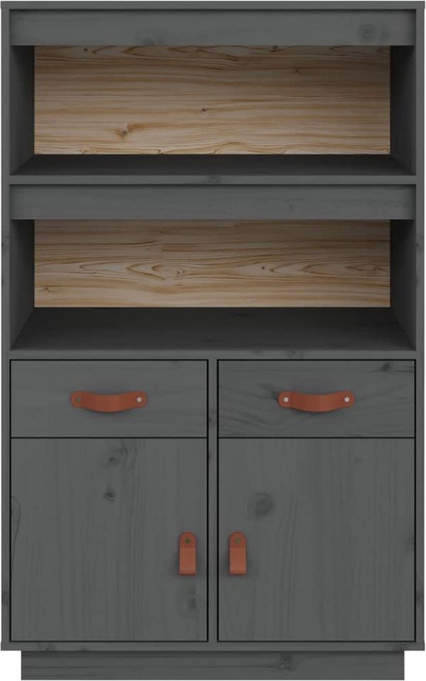 vidaXL Szafka, szara, 67x40x108,5 cm, lite drewno sosnowe