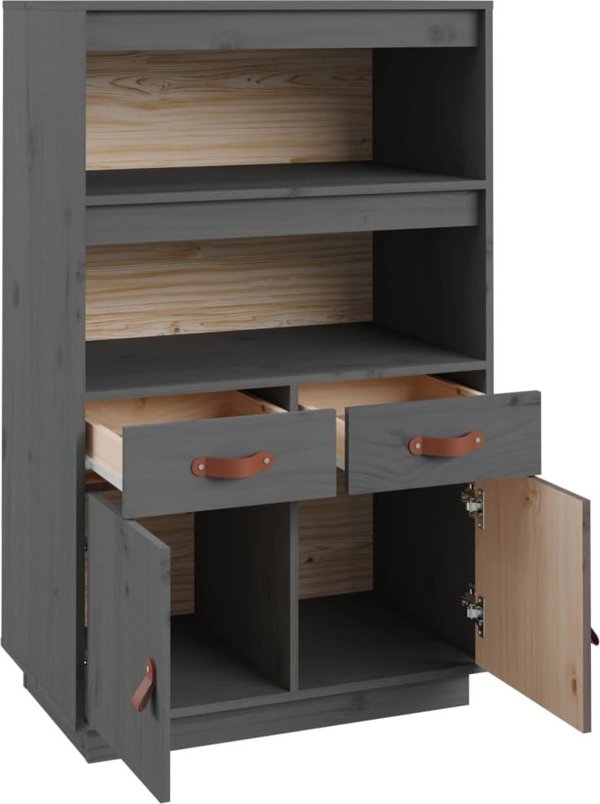 vidaXL Szafka, szara, 67x40x108,5 cm, lite drewno sosnowe