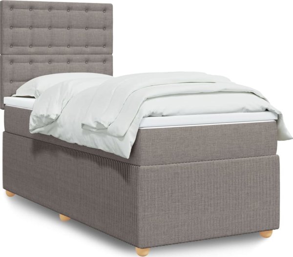 vidaXL Λουζκο κόντινενταλ με στρώμα, taupe ύφασμα 90x200 εκ.