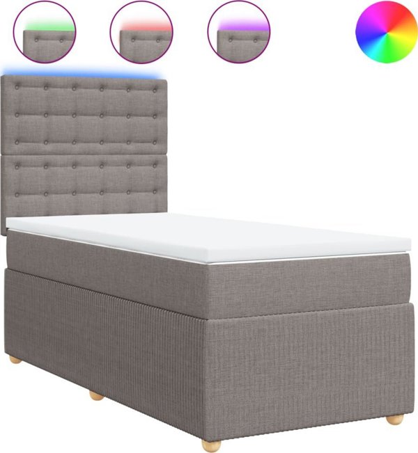 vidaXL Λουζκο κόντινενταλ με στρώμα, taupe ύφασμα 90x200 εκ.