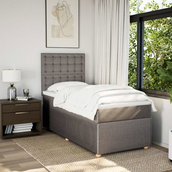 vidaXL Λουζκο κόντινενταλ με στρώμα, taupe ύφασμα 90x200 εκ.