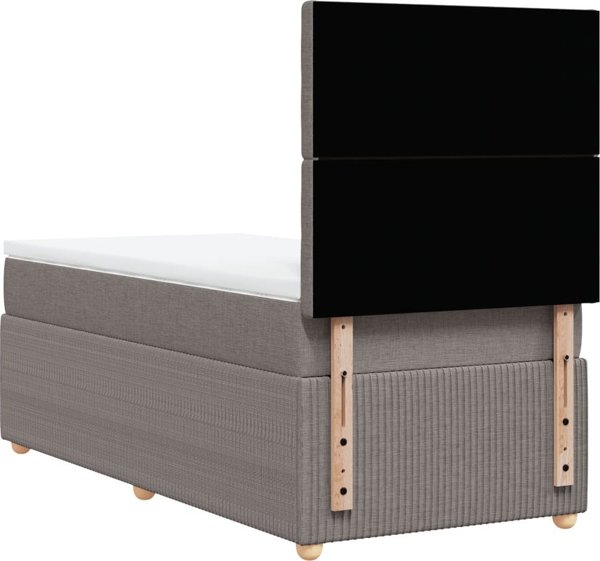 vidaXL Λουζκο κόντινενταλ με στρώμα, taupe ύφασμα 90x200 εκ.