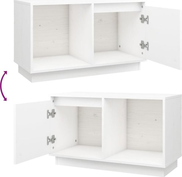 vidaXL Έπιπλο TV κάτω από την τηλεόραση, λευκό, 74x35x44 cm, ελαφρύ ξύλο πεύκου