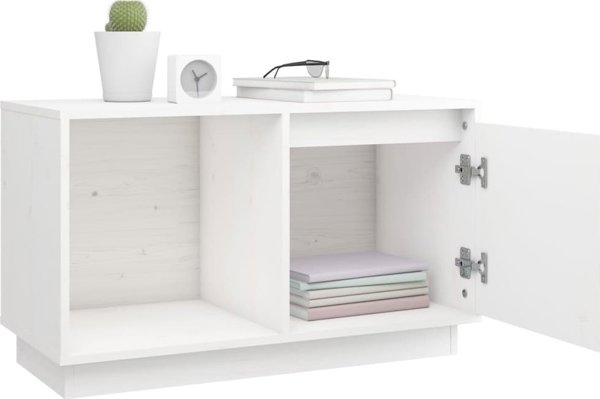 vidaXL Έπιπλο TV κάτω από την τηλεόραση, λευκό, 74x35x44 cm, ελαφρύ ξύλο πεύκου