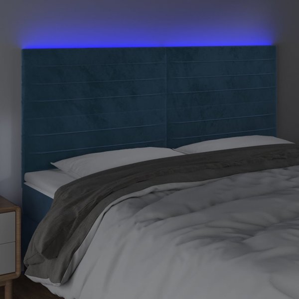 Κεφαλάρι κρεβατιού με LED vidaXL, σκούρο μπλε, 200x5x118/128 εκ.
