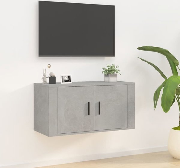 vidaXL Wiszaca szafka telewizyjna, szarosc betonu, 80x34,5x40 cm