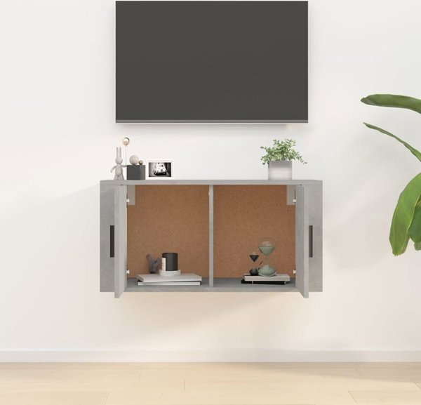 vidaXL Wiszaca szafka telewizyjna, szarosc betonu, 80x34,5x40 cm
