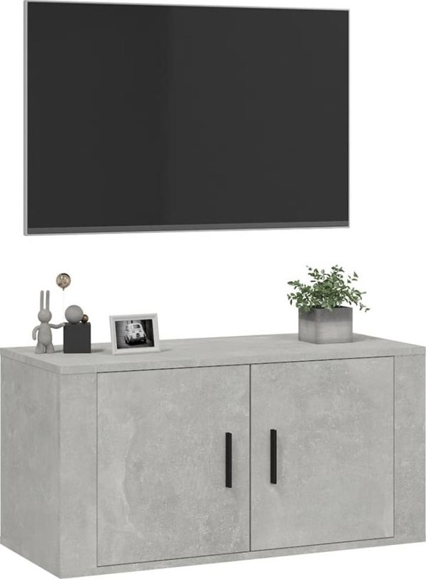 vidaXL Wiszaca szafka telewizyjna, szarosc betonu, 80x34,5x40 cm