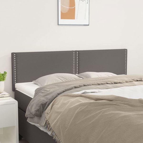 vidaXL Κεφαλάρια για κρεβάτι, 2 τεμάχια, γκρι, 72x5x78/88 cm, τεχνητό δέρμα