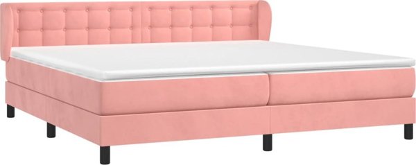 vidaXL Κρεβάτι Kontynentalne με Στρώμα, Ροζ, Βελούδο, 200x200 cm