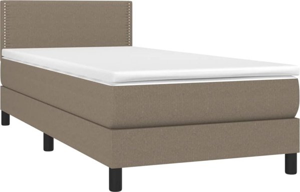vidaXL Κρεβάτι Υπέρδιπλο με Στρώμα, Taupe, Ύφασμα, 90x200 εκ.