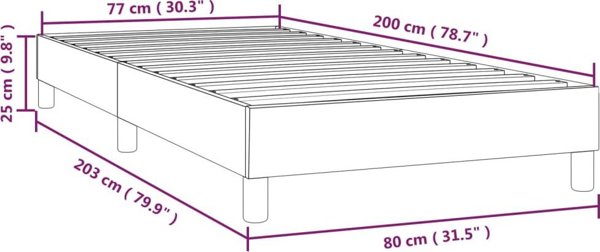 vidaXL Κρεβάτι κοντινεντάλ, κρεμ, 80x200 εκ, με επένδυση από τεχνητό δέρμα