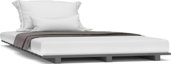 vidaXL Rama κρεβατιού, γκρι, 90x200 cm, μασίφ πεύκο