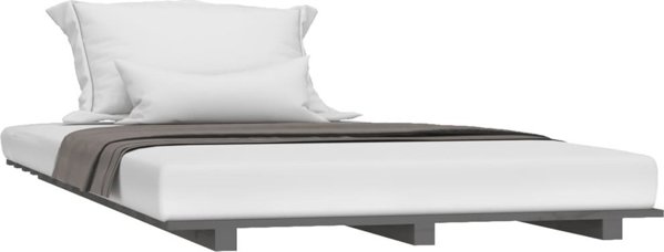vidaXL Rama κρεβατιού, γκρι, 90x200 cm, μασίφ πεύκο