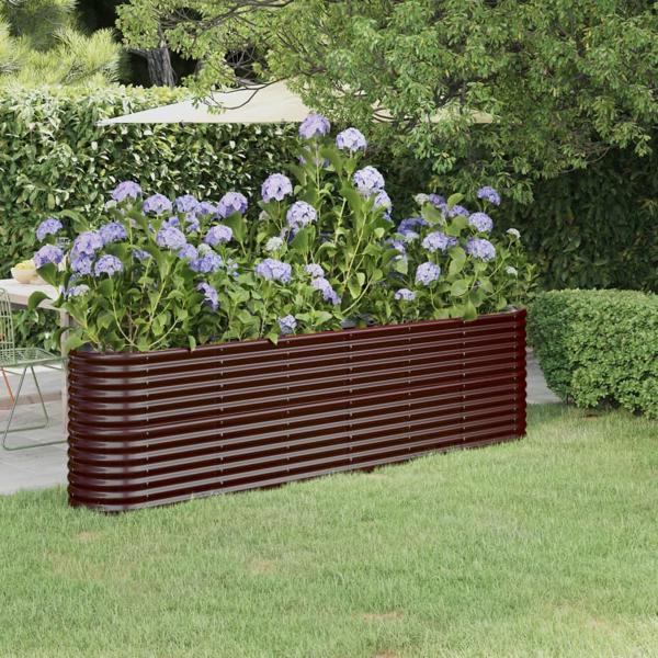 vidaXL Κασπώ κήπου, βαμμένο με πούδρα ατσάλι, 260x40x68 cm, καφέ