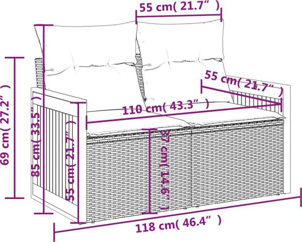 vidaXL Σετ 6 Τεμαχίων Έπιπλα Κήπου με Μαξιλάρια, Μπεζ, Πολυρατάν