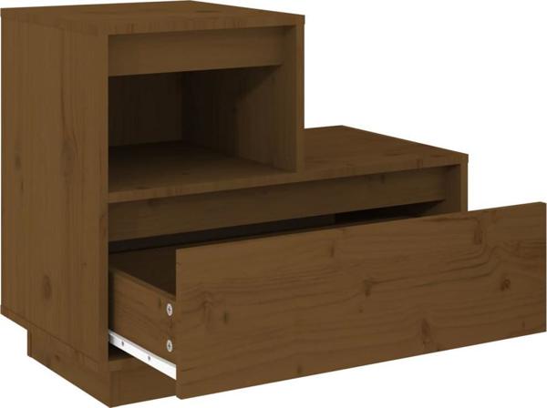 vidaXL Κομοδίνα, 2 τμχ, μελί καφέ, 60x34x51 εκ, μασίφ πεύκο