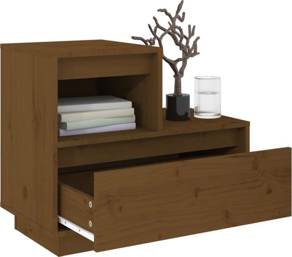 vidaXL Κομοδίνα, 2 τμχ, μελί καφέ, 60x34x51 εκ, μασίφ πεύκο