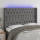 vidaXL Κεφαλάρι κρεβατιού με LED, σκούρο γκρι, 147x16x118/128 εκ., ύφασμα