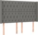 vidaXL Κεφαλάρι κρεβατιού με LED, σκούρο γκρι, 147x16x118/128 εκ., ύφασμα