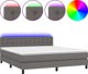 vidaXL Lozko kontynentalne z materacem i LED, szara ekoskora 160x200cm