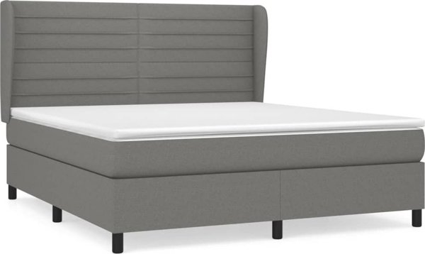 vidaXL Kρεβάτι continental με στρώμα, σκούρο γκρι ύφασμα 160x200 εκ.