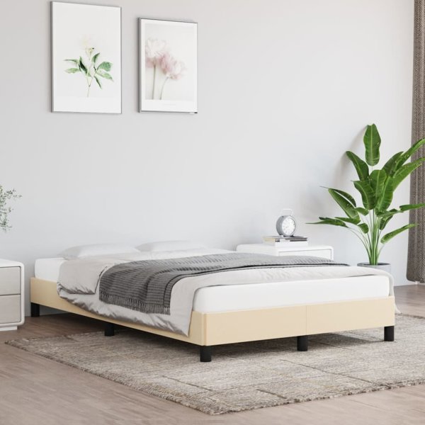 vidaXL Rama κρεβατιού, κρεμ, 120x200 εκ., επενδεδυμένη με ύφασμα