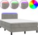 vidaXL Λουτζκο Κοντινενταλ με στρωμα και LED, γκρι βελούδο, 120x200 εκ.