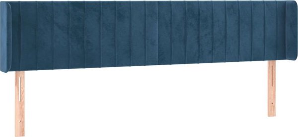 vidaXL Κεφαλάρι Κρεβατιού με LED Σκούρο Μπλε 203x16x78/88 cm Απαλό Βελούδο