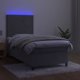 vidaXL Κρεβάτι Continental με στρώμα και LED, γκρι, βελούδο 90x200 εκ