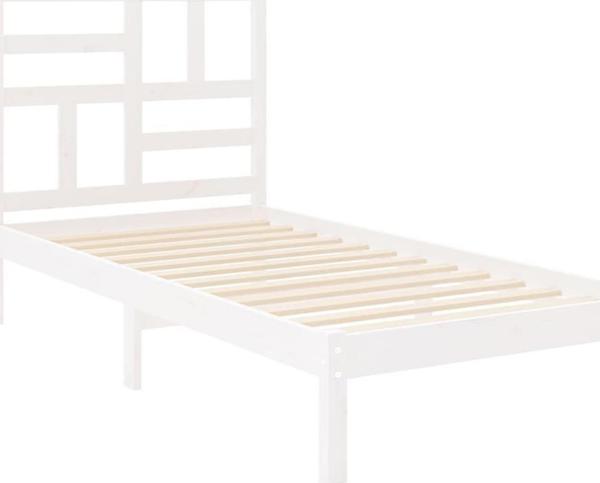 vidaXL Rama κρεβατιού, λευκή, μασίφ ξύλο, 90x200 εκ
