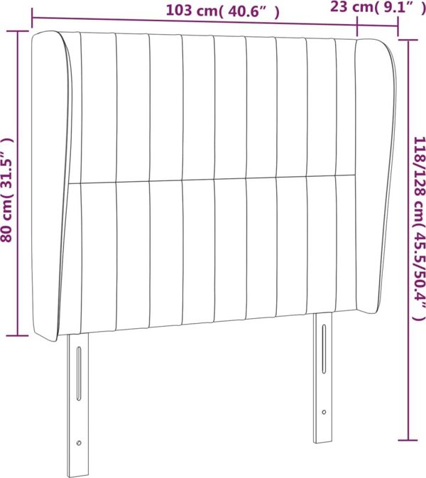 vidaXL Zaglowek uszak ciemnobrazowy 103x23x118/128 cm tkanina