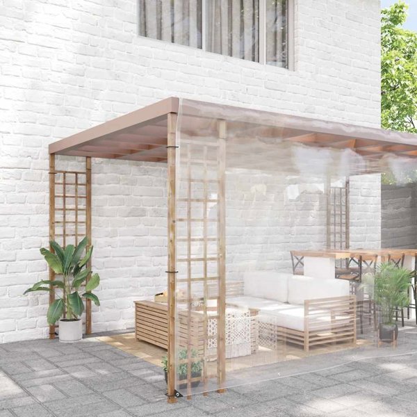 vidaXL Przezroczysta plandeka z oczkami 8x8 m PVC