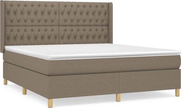 vidaXL Κρεβάτι continental με στρώμα, taupe, ύφασμα, 180x200 εκ