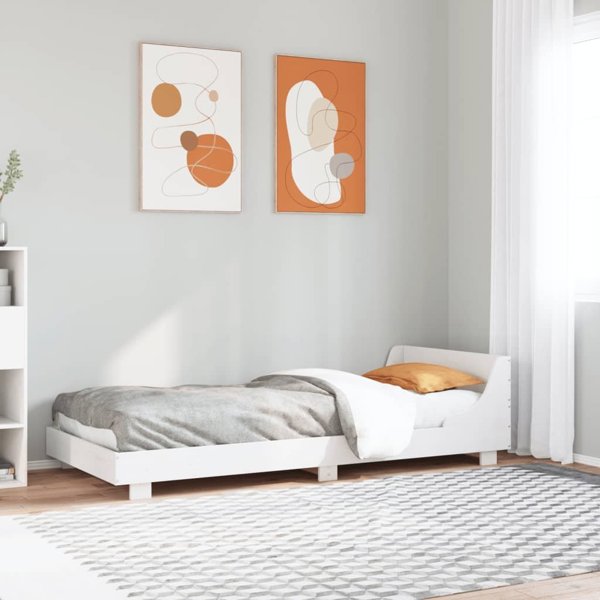 vidaXL Rama κρεβατιού χωρίς στρώμα, λευκή, 90x190 εκ, μασίφ πεύκο