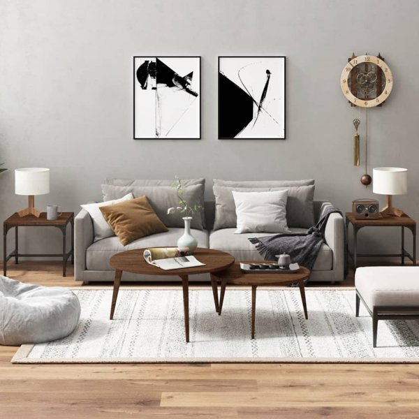vidaXL Stoliki boczne, 2 szt., brazowy dab, 40x40x35 cm