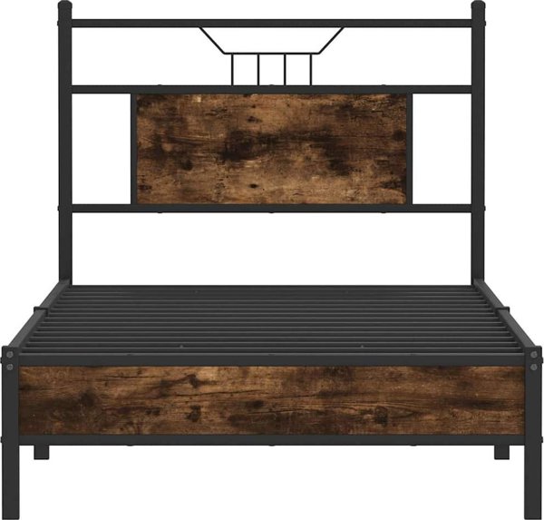 Κρεβάτι vidaXL χωρίς στρώμα, καπνισμένη δρυς 90x200 cm