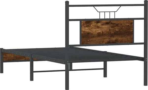 Κρεβάτι vidaXL χωρίς στρώμα, καπνισμένη δρυς 90x200 cm