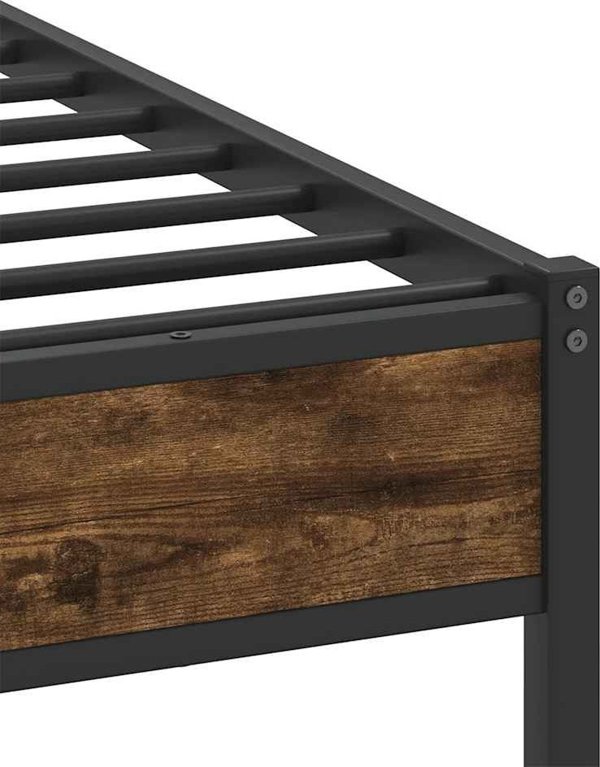 Κρεβάτι vidaXL χωρίς στρώμα, καπνισμένη δρυς 90x200 cm