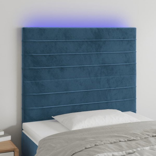 vidaXL Κεφαλάρι για κρεβάτι με LED, σκούρο μπλε, 80x5x118/128 cm