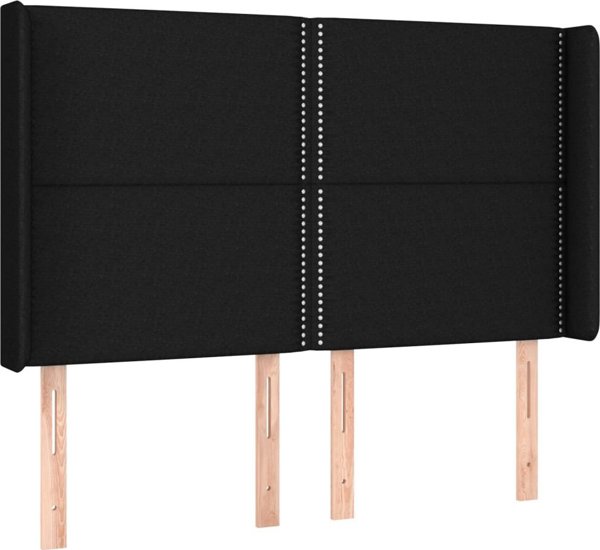 vidaXL Κεφαλάρι κρεβατιού με LED, μαύρο, 147x16x118/128 cm, ύφασμα
